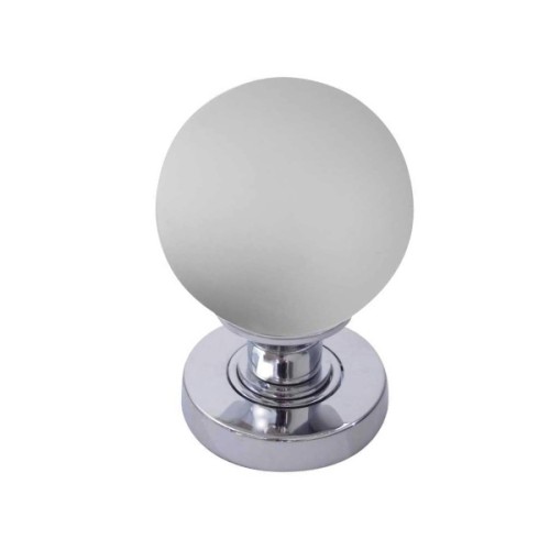 FROSTED GLASS BALL MORTICE DOOR KNOBS ONCONCEALED ROSE